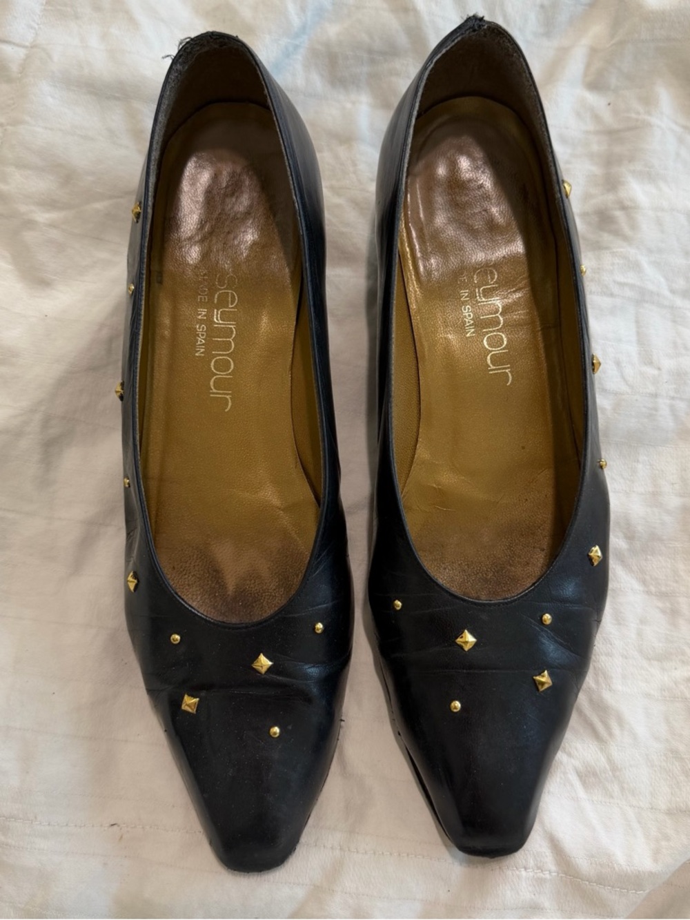 Vintage Mr Seymour Pointed-Toe Studded Flats